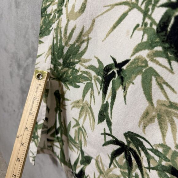 J Jill Linen Pants XL Green Floral Wide Leg Beachy Pockets Split Hem Side Zip - Picture 10 of 10